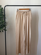 Pantalon fluide Vichy - Beige & Blanc