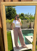 Pantalon fluide Vichy - Marron & Blanc