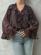 Blouse à volants - Chocolat