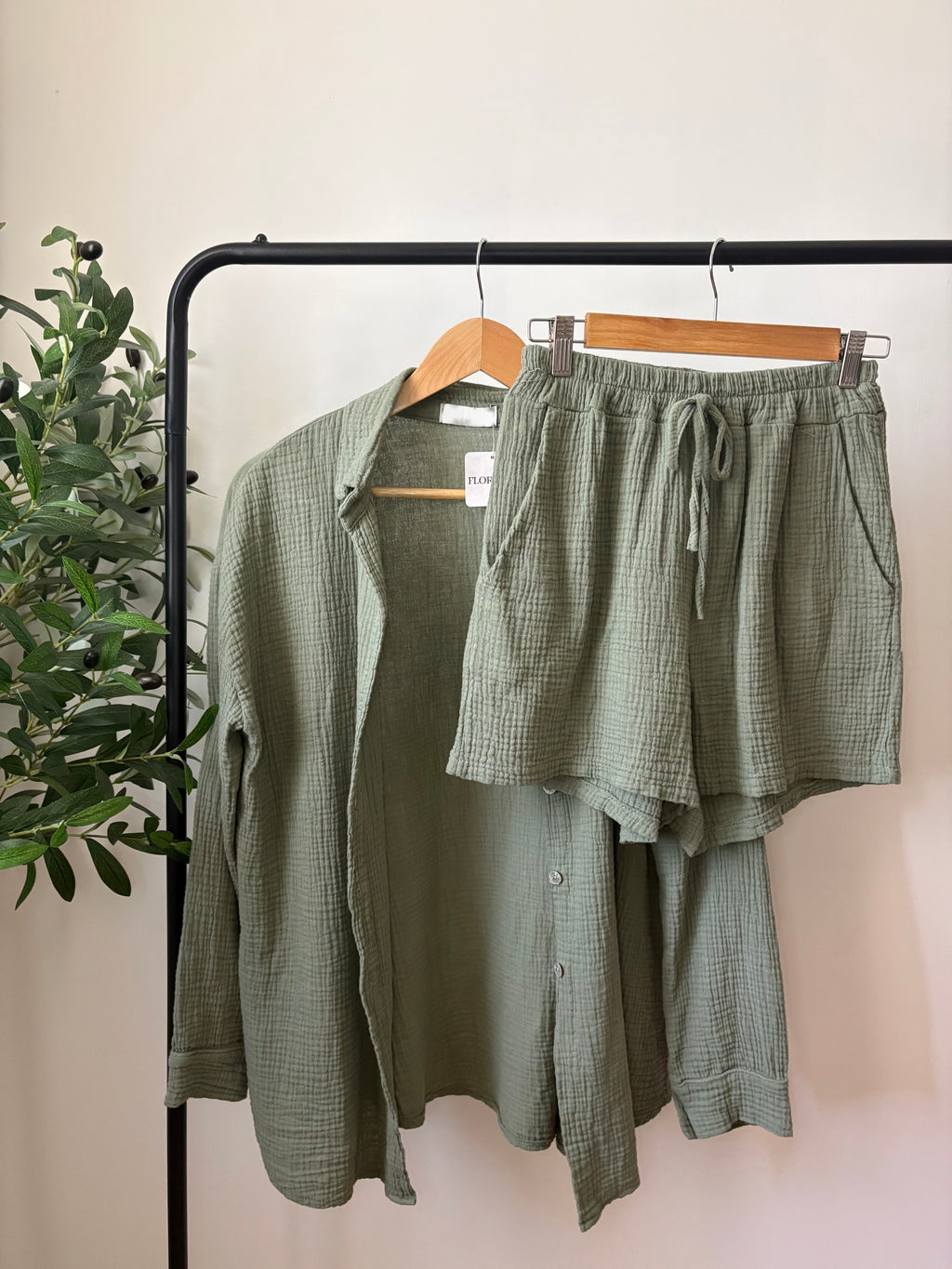 Ensemble chemise & short - Kaki