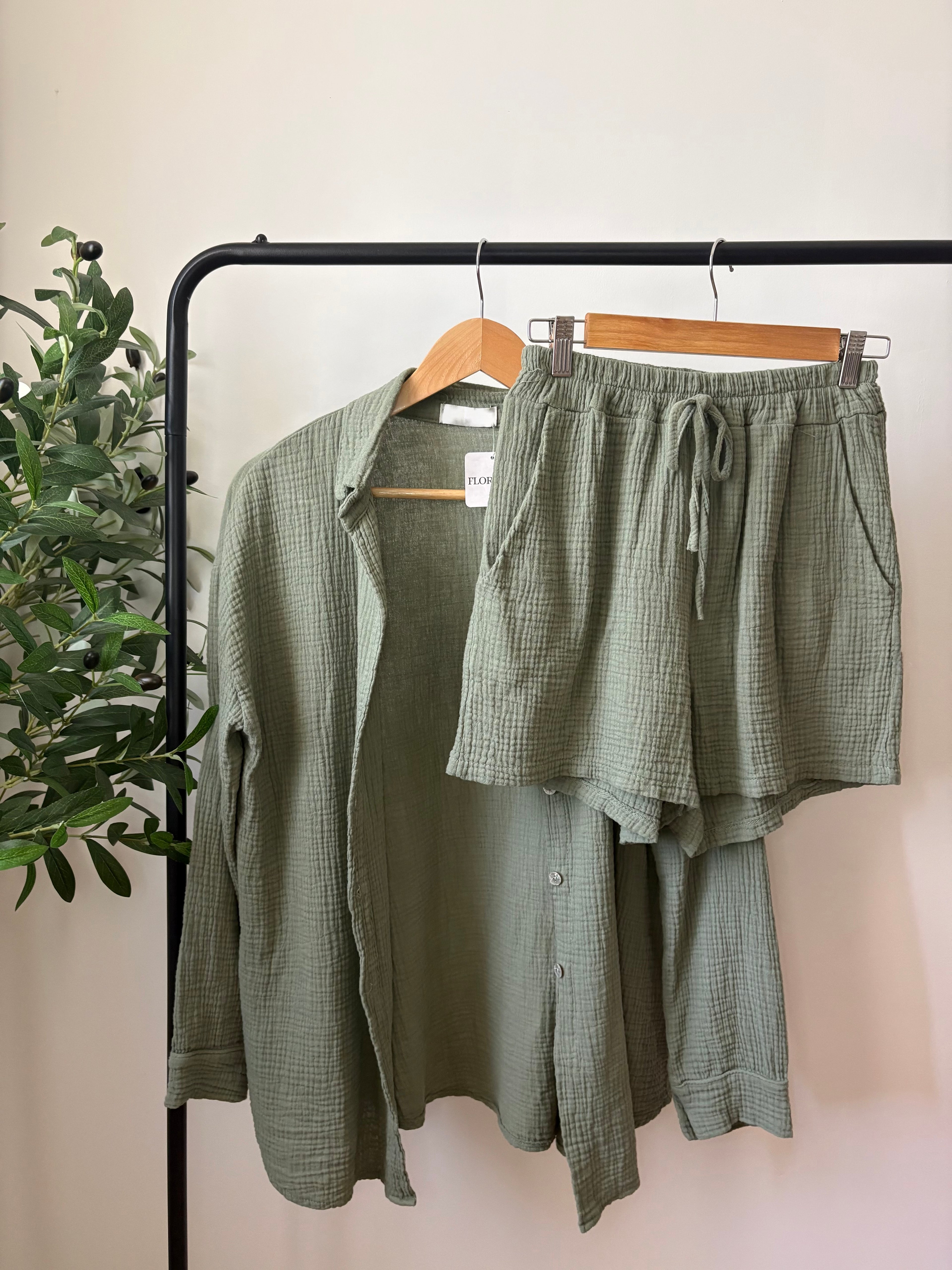 Ensemble chemise & short - Kaki