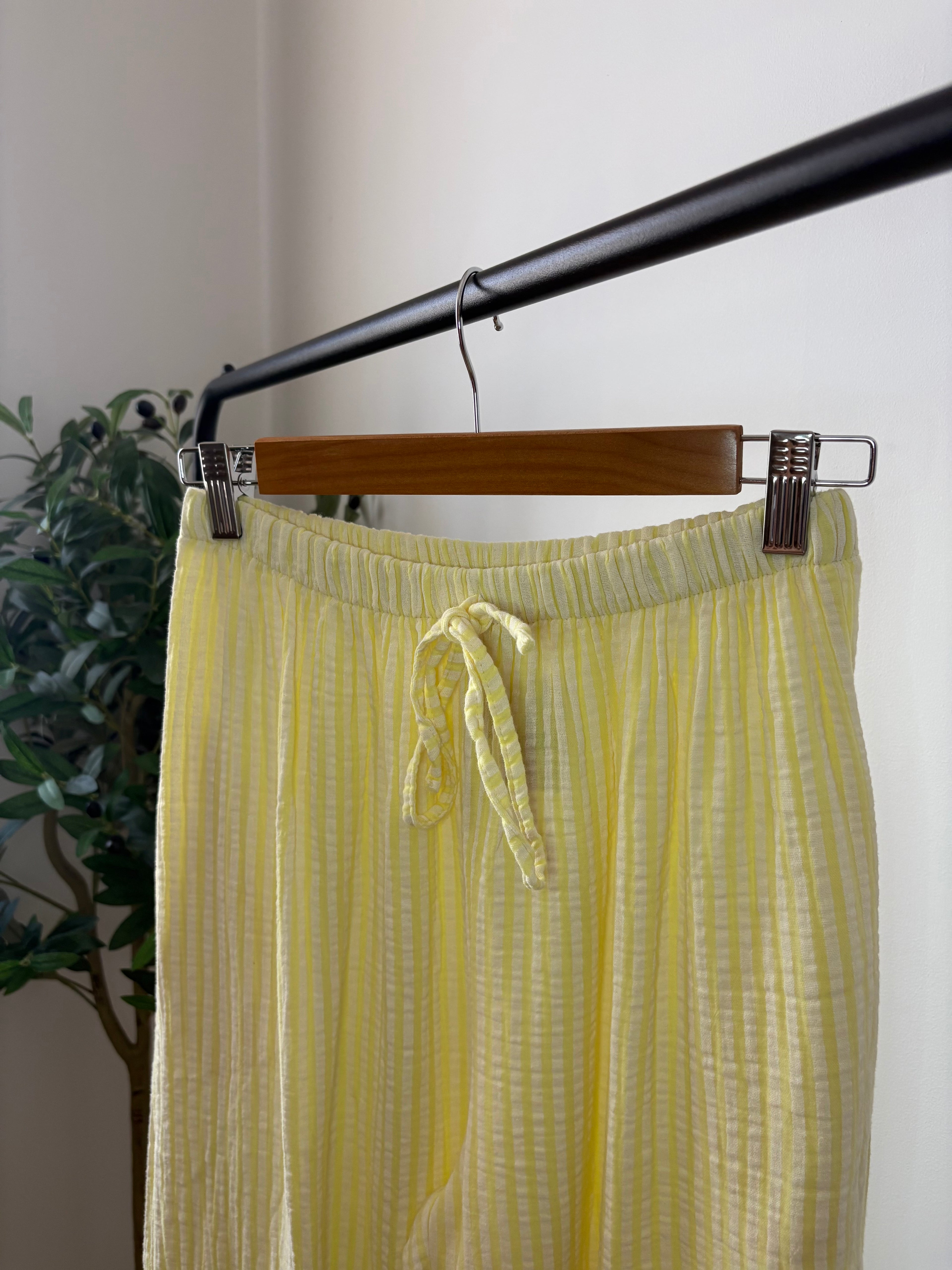 Pantalon fluide rayé - Jaune & Blanc
