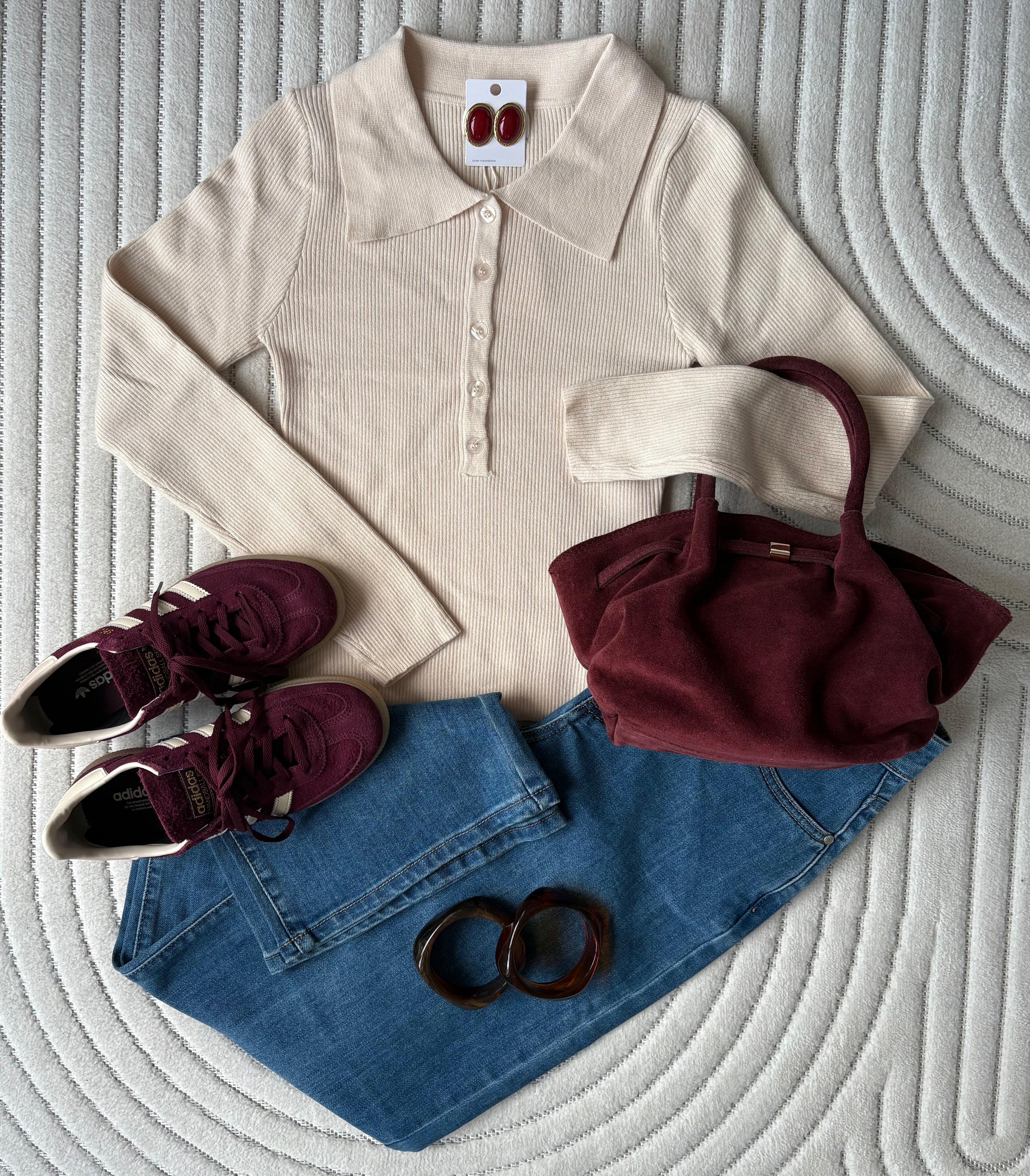 Top en maille côtelée - Beige