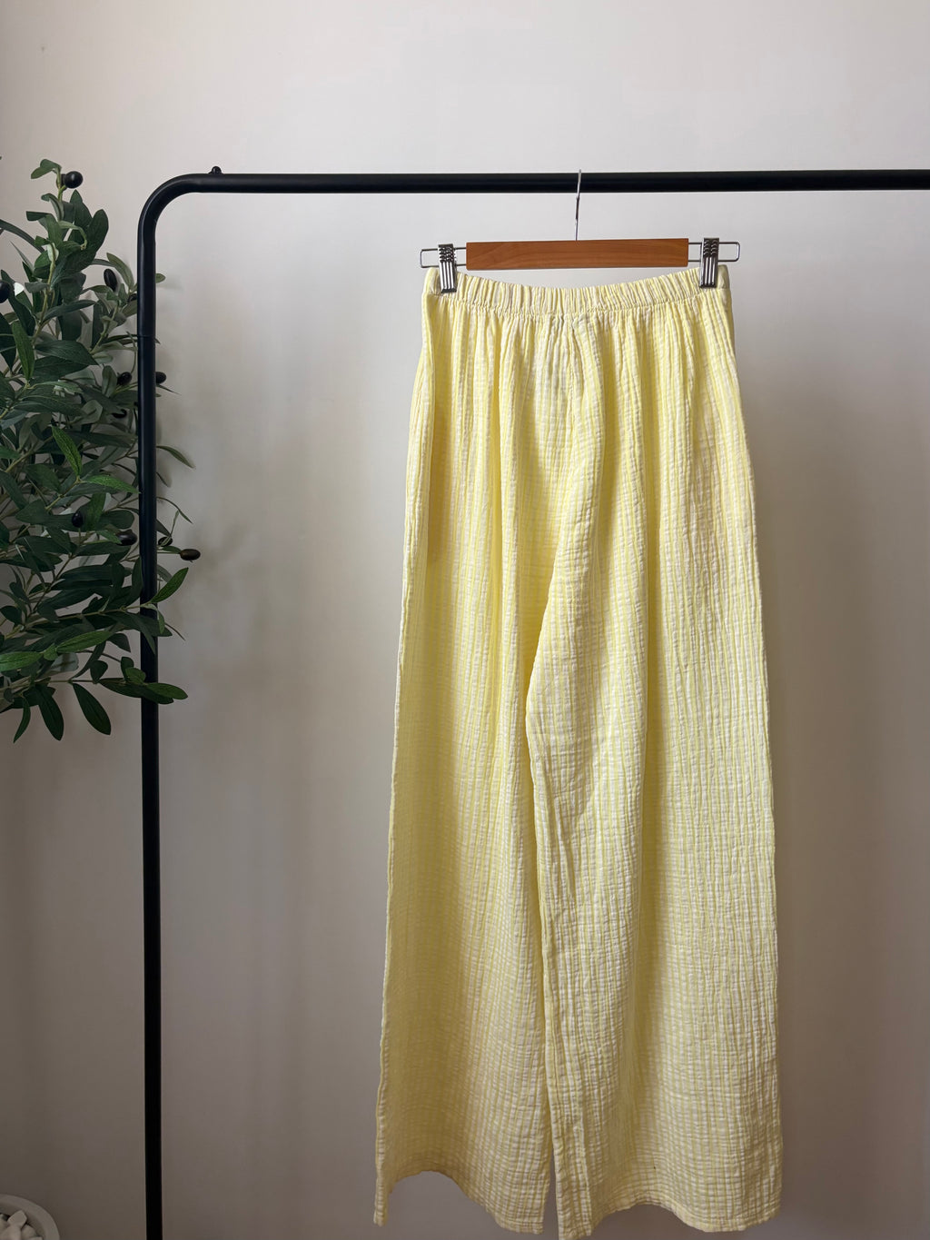 Pantalon fluide rayé - Jaune & Blanc