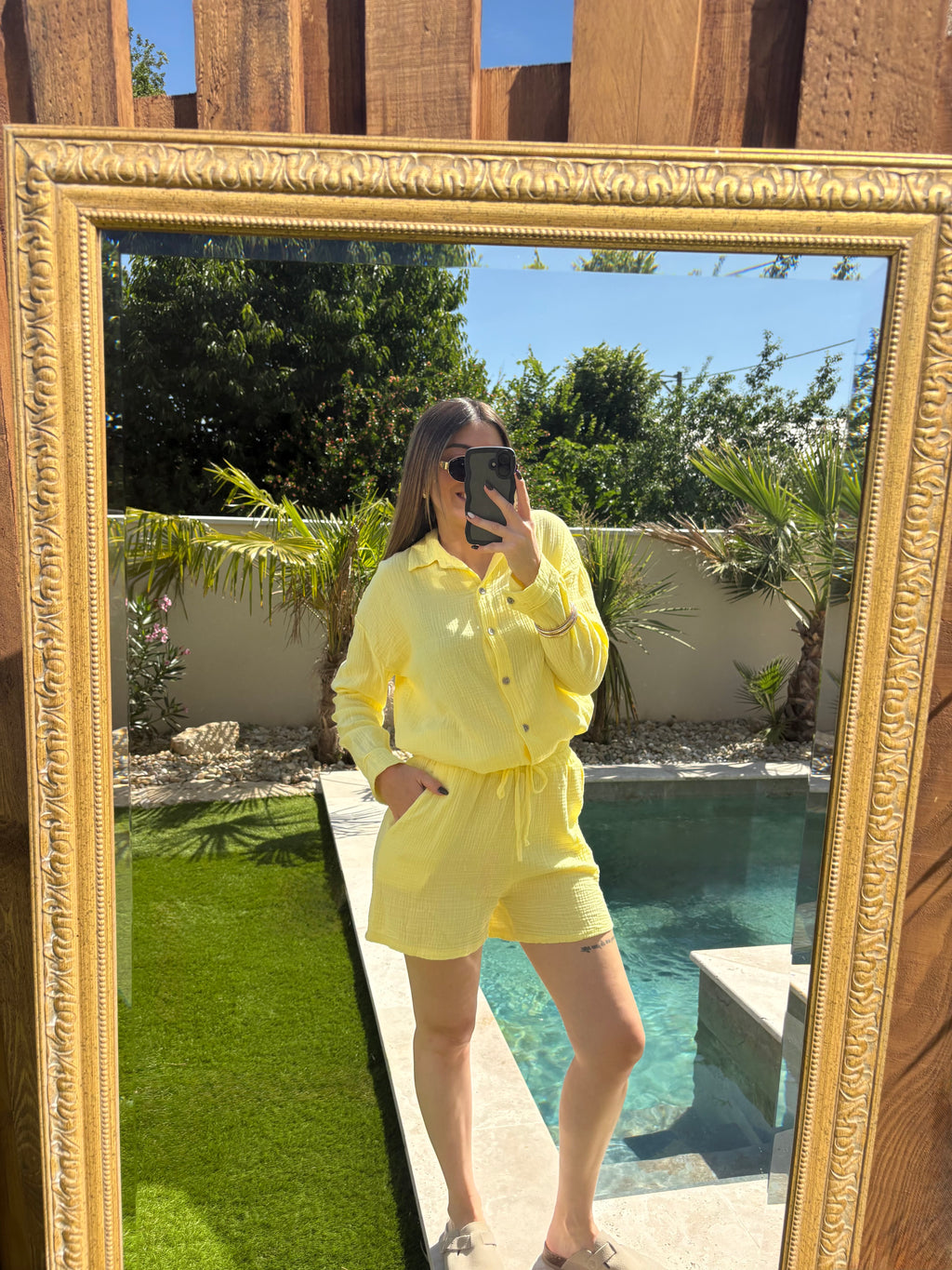 Ensemble chemise & short - Jaune