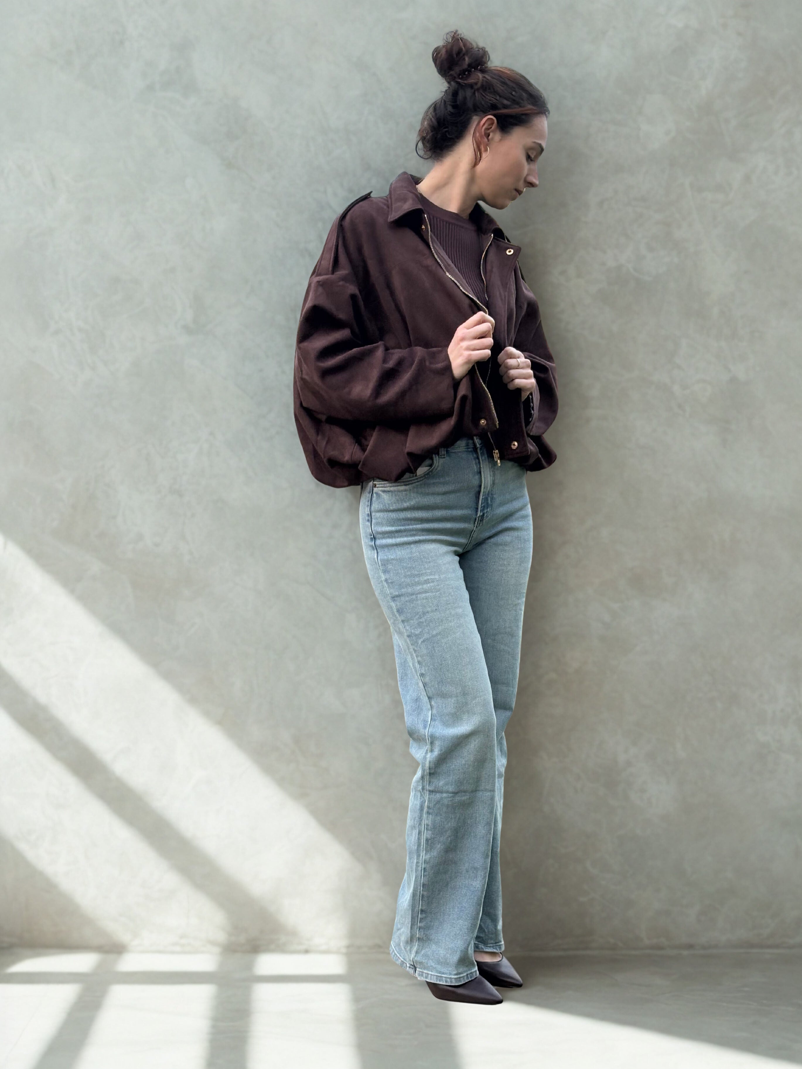 Suede balloon jacket - Chocolate