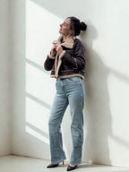 Sherpa-lined aviator jacket - Chocolate