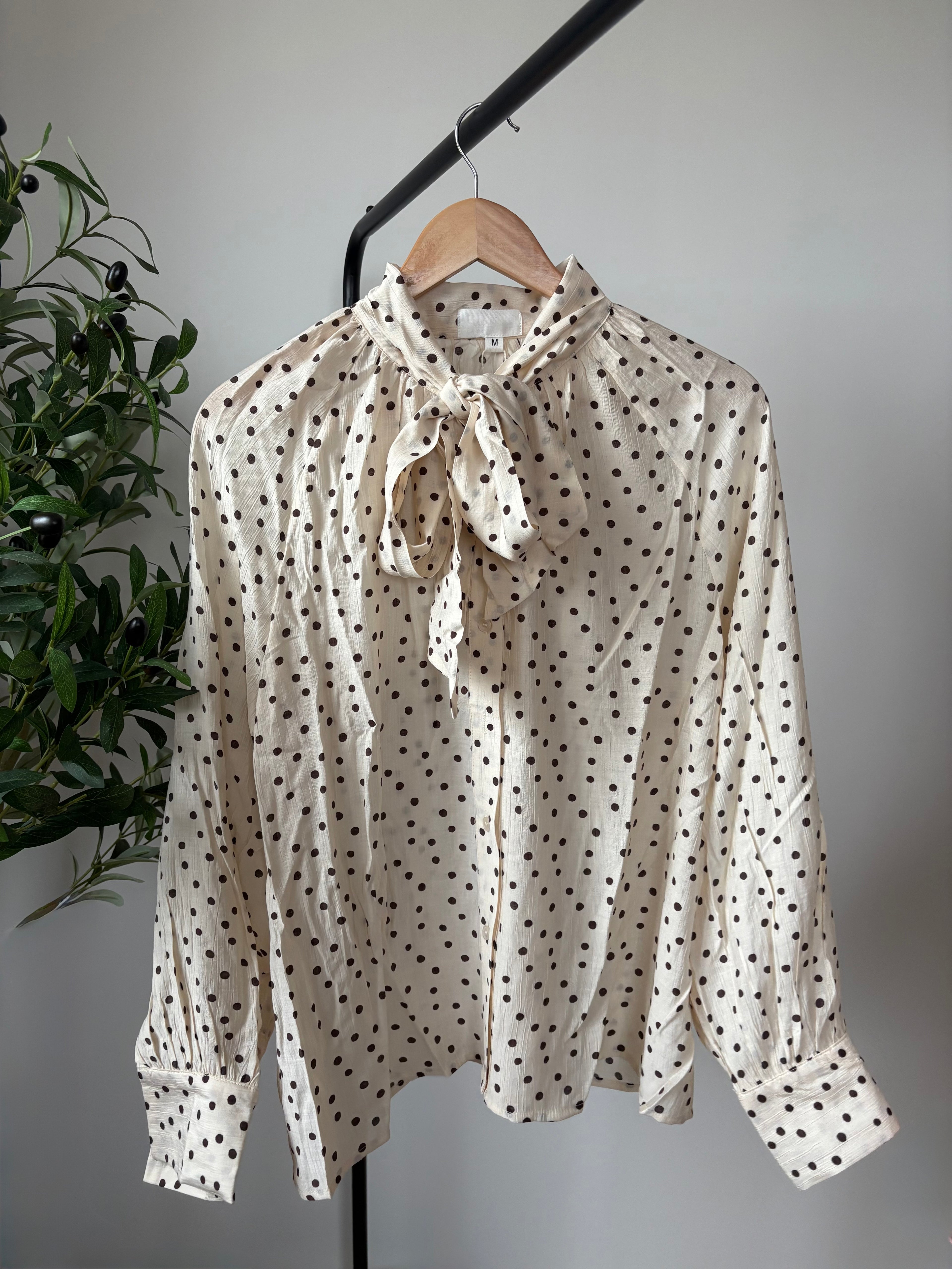 Blouse à pois - Beige et marron