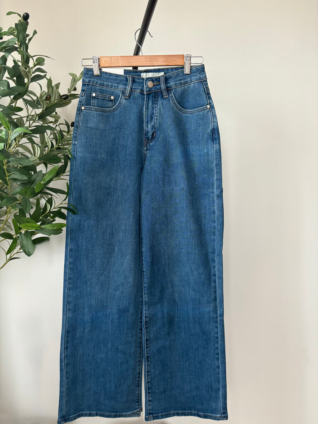 Jean taille haute coupe droite - Bleu