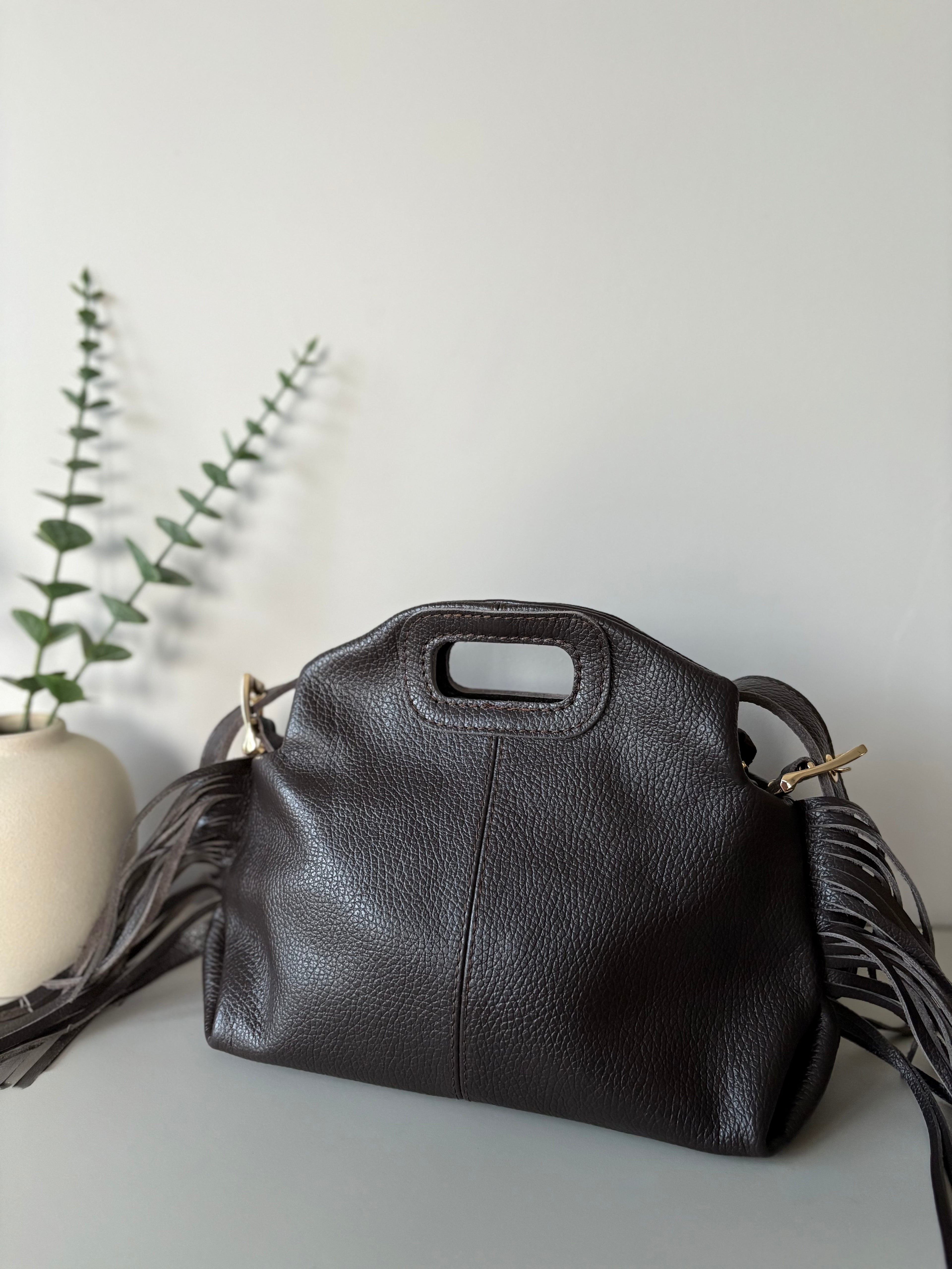 Sac cuir grainé S - Chocolat