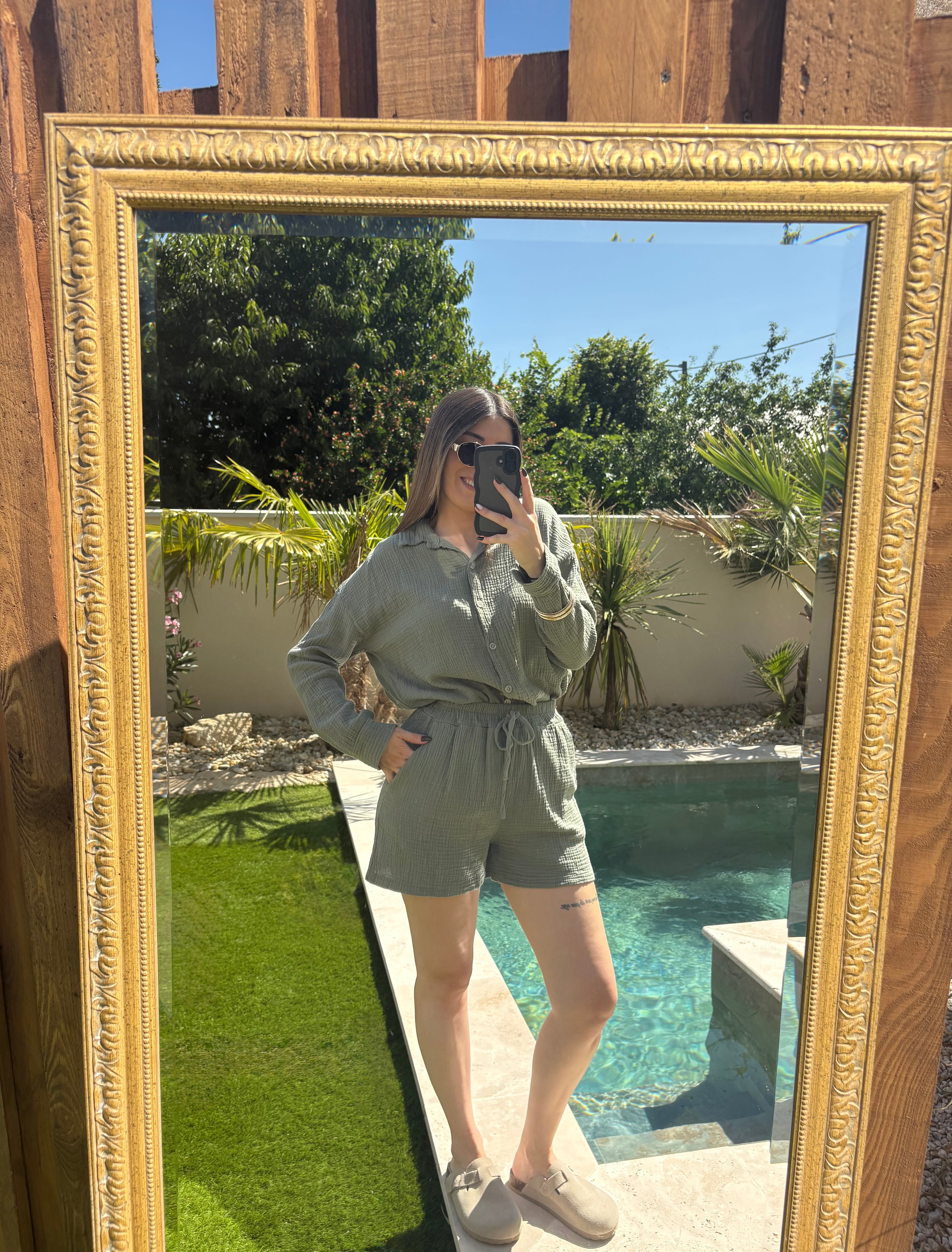 Ensemble chemise & short - Kaki