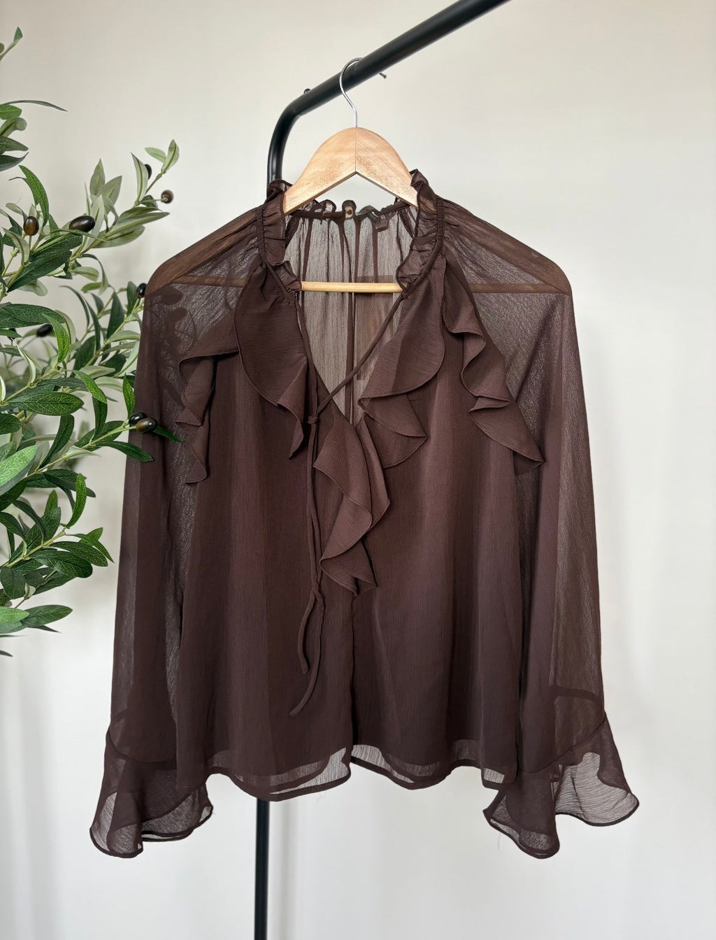 Blouse à volants - Chocolat