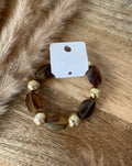 Bracelet perles marron/doré en acier inoxydable