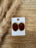 Boucles d'oreilles ovales en acier inoxydable - Chocolat/Doré