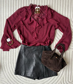 Faux leather skort - Black