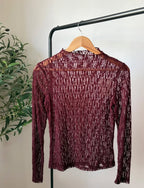 Long-sleeved lace top - Burgundy