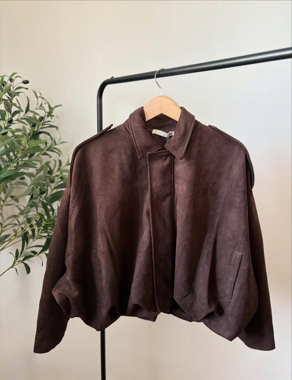 Suede balloon jacket - Chocolate