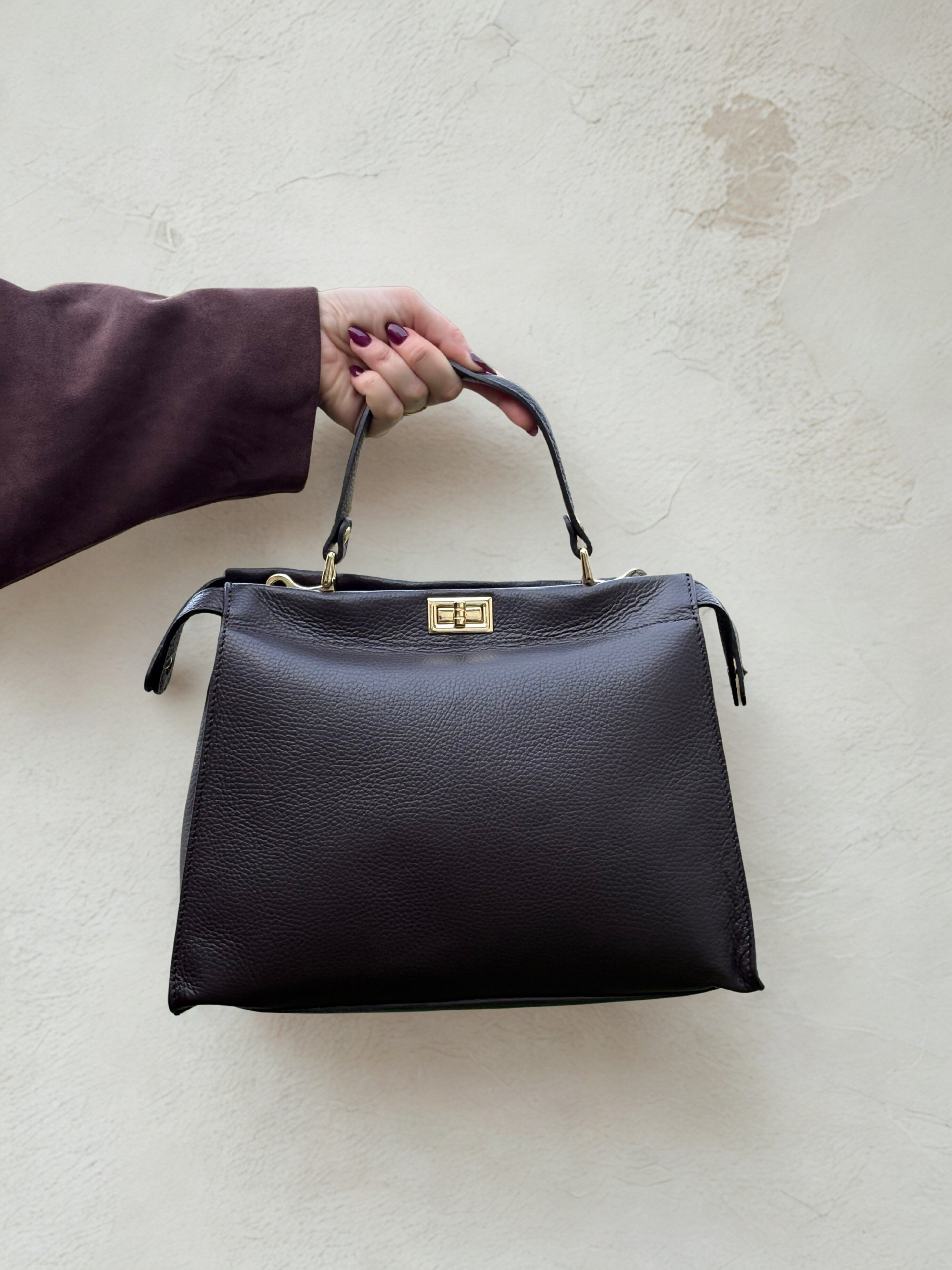 Sac en cuir grainé - Chocolat